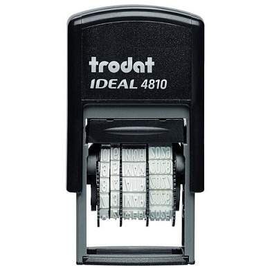 Датер-мини месяц БУКВАМИ, оттиск 20х3,8 мм, синий, TRODAT IDEAL 4810 P2, корпус черный, подушка, 218615 (арт. 239417)