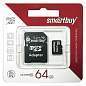 Карта памяти micro SDXC, 64 GB, SMARTBUY, 10 Мб/сек. (class 10), с адаптером, SB64GBSDCL10-01 (арт. 512808)