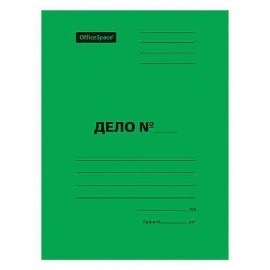 Скоросшиватель OfficeSpace "Дело", картон мелованный, 300г/м2, зеленый, пробитый, до 200л. (арт. 195078)