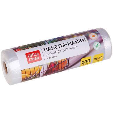 Пакет-майка OfficeClean, ПНД, 25+12*45см, 10мкм, рулон на втулке, 200шт., прозрачный (арт. 317612)