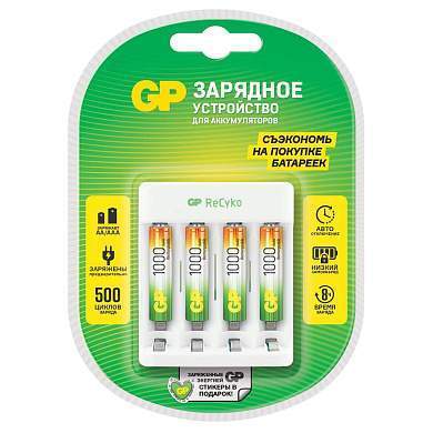 Зарядное устройство GP Е411 + 4шт акк. AAА (HR03) 1000mAh (USB) (арт. 371844)