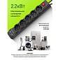 Сетевой фильтр DEFENDER DFS 753, 5 розеток, 2 разъема USB, 3 м, черный, 99753 (арт. 512732)