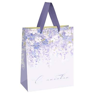 Пакет подарочный 18*23*10см MESHU "Purple flowers", матовая ламинация (арт. 382275)