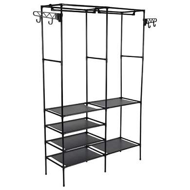 Вешалка-стеллаж BOOMHOUSE (БУМХАУС) WR-002 (В1730хШ1070хГ360 мм), 6 полок, металл/пластик, черная, 701444 (арт. 701444)