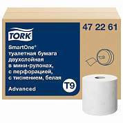 Бумага туалетная 130 м, TORK (Система T9) SmartOne, КОМПЛЕКТ 12 шт., Advanced, 2-слойная, белая, 472261 (арт. 115493)