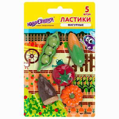 Набор ластиков фигурных ЮНЛАНДИЯ "Огород", 5 шт., ассорти, 229595 (арт. 229595)