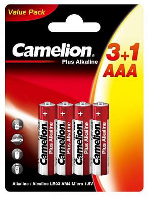 ПРОМО! Элемент питания Camelion Plus Alkaline LR03/286 BL3+1 (арт. 950111)