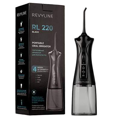Ирригатор для полости рта REVYLINE RL 220, емкость резервуара 0,3 л, 2 насадки, черный, 7944 (арт. 459506)