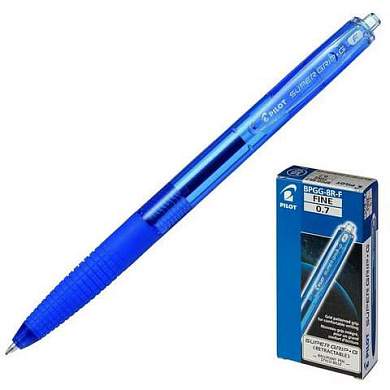 Ручка шариковая автоматическая с грипом PILOT Super Grip G, СИНЯЯ, 0,7 мм, линия 0,21 мм, BPGG-8R-F, BPGG-8R-F L (арт. 144712)