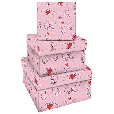 Набор квадратных коробок 3в1, MESHU "Falling in love", (19,5*19,5*11-15,5*15,5*9см) (арт. 341872)